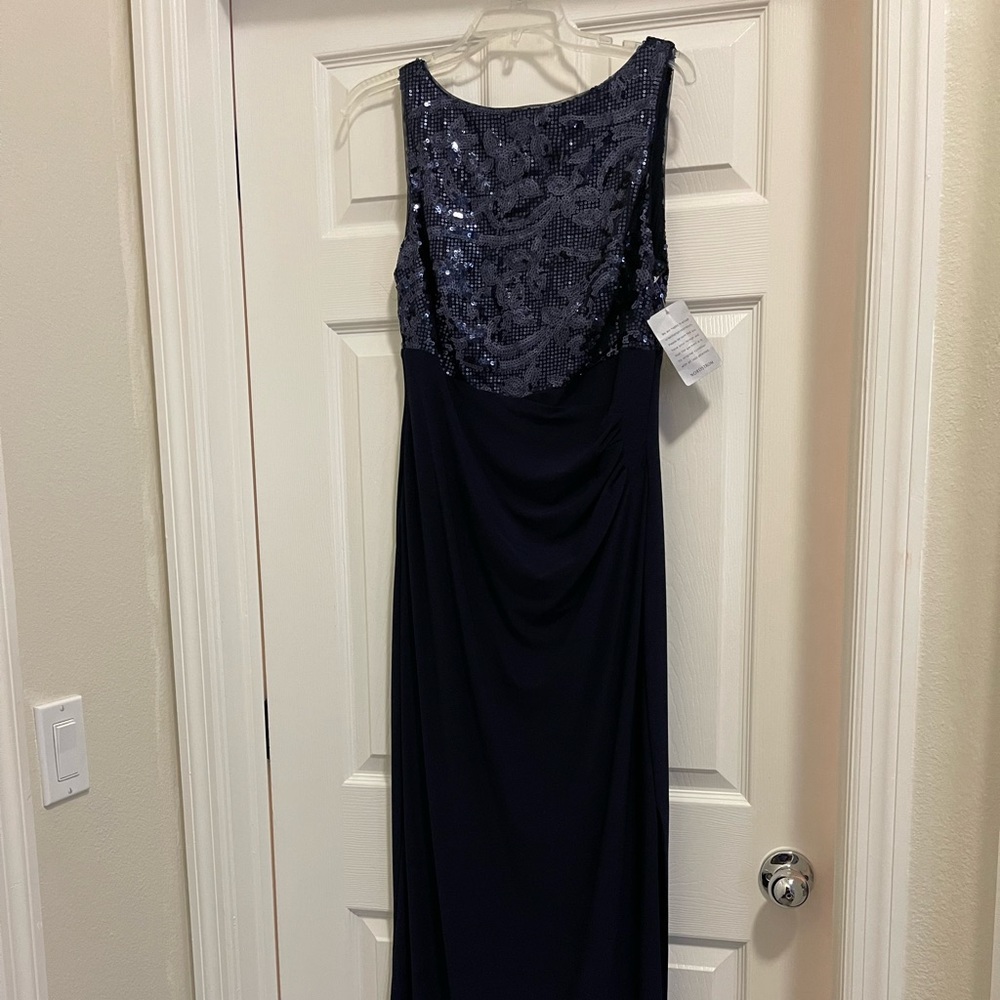 Ralph Lauren Sequined Blue Long Dress, tags attached, Women’s size 10.